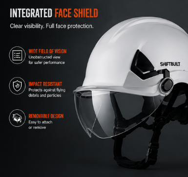 Industrial Safety Hard Hat with Face Shield – ANSI Style Construction Helmet