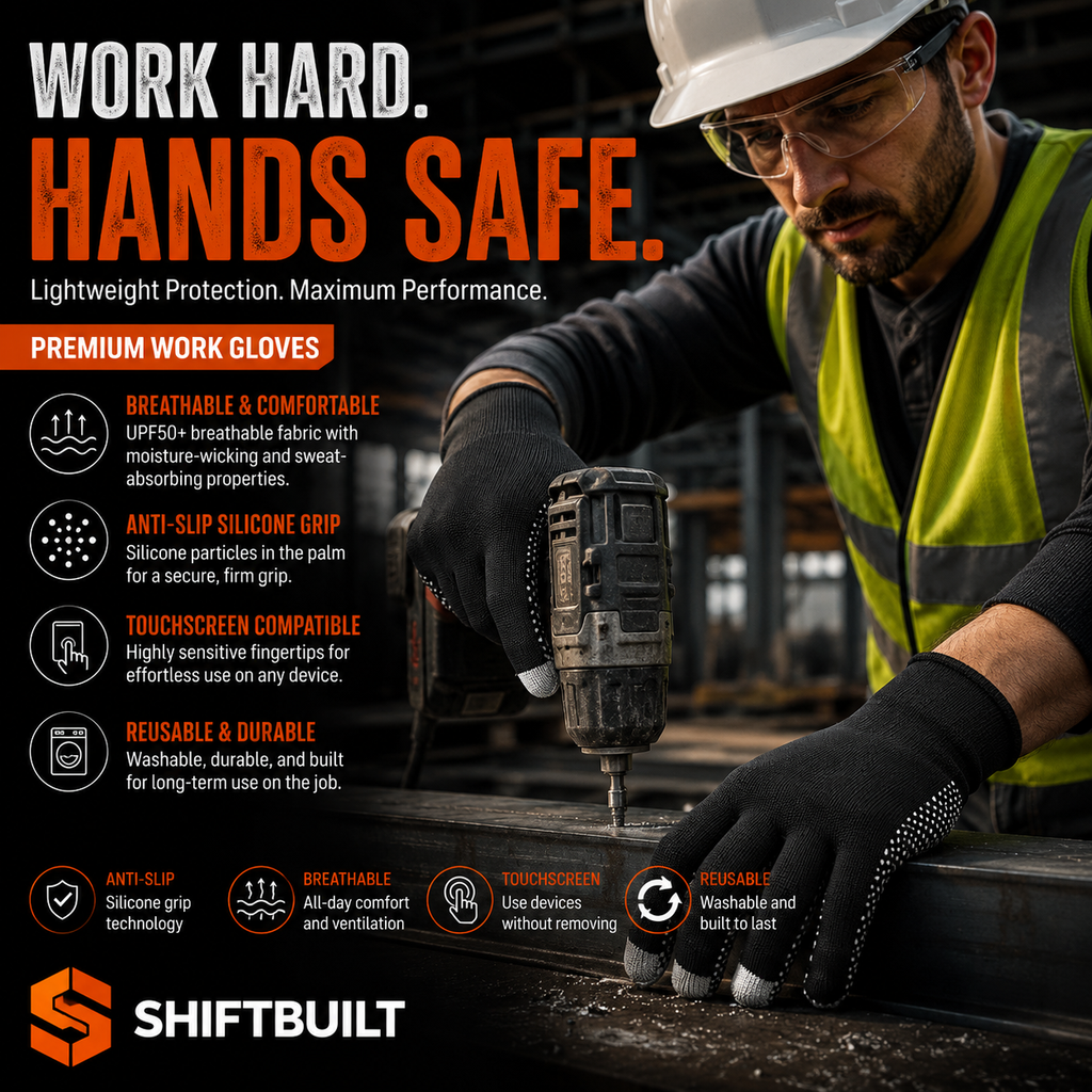 Touchscreen Work Gloves – Anti-Slip Construction Safety Gloves
