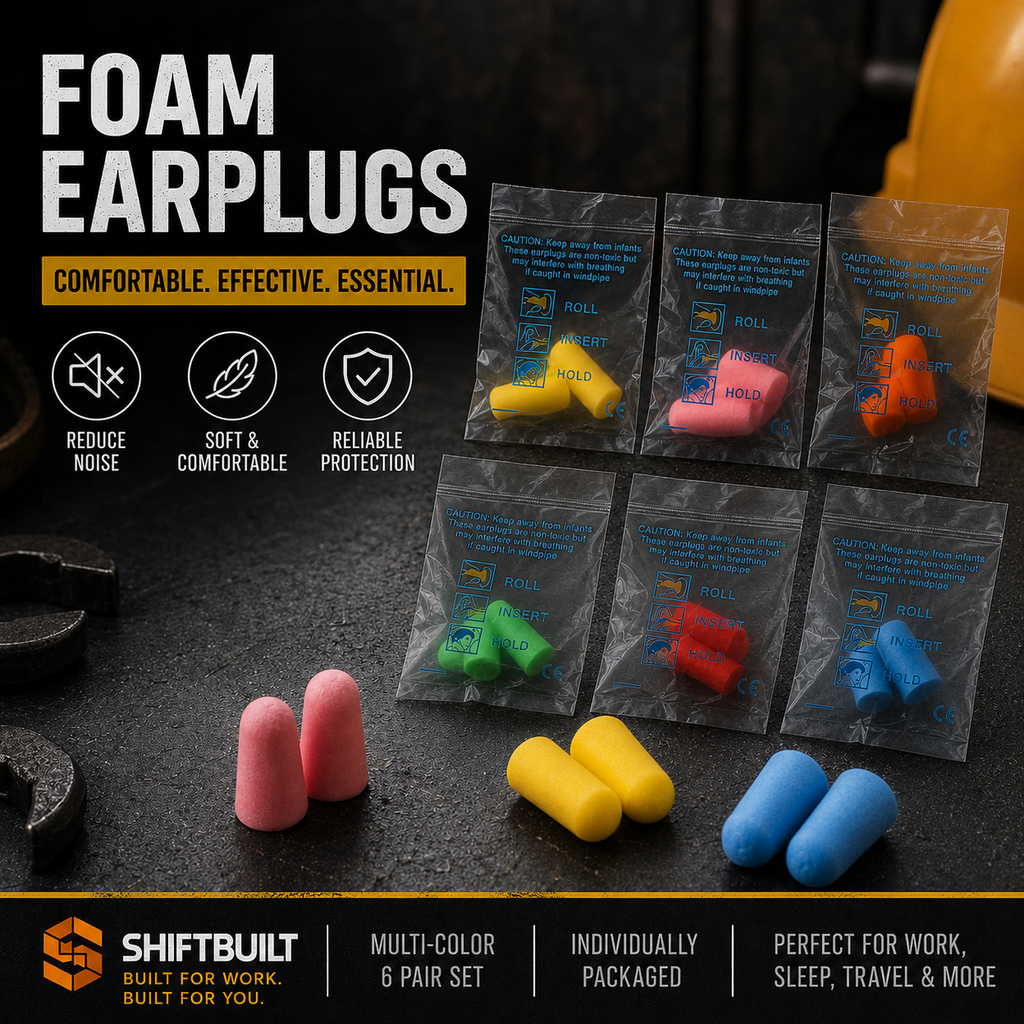 Reusable Foam Ear Plugs for Work - Noise Reduction Hearing Protection