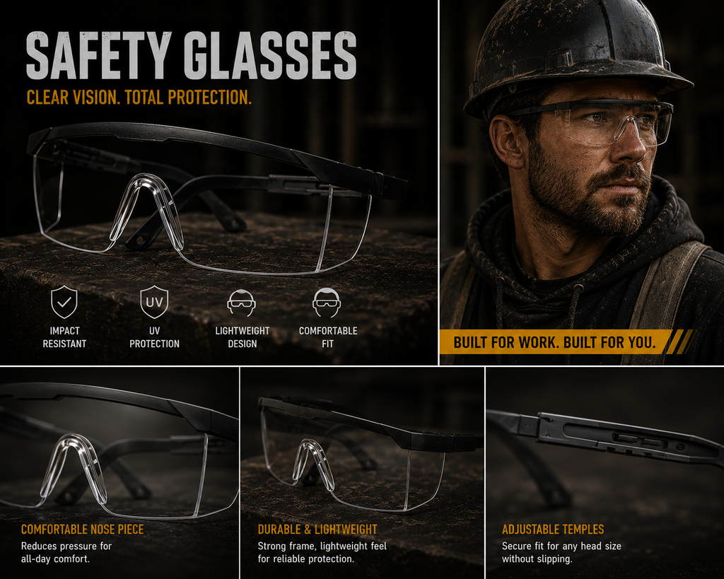 Clear Safety Glasses - Anti-Fog Impact Resistant Protective Eyewear
