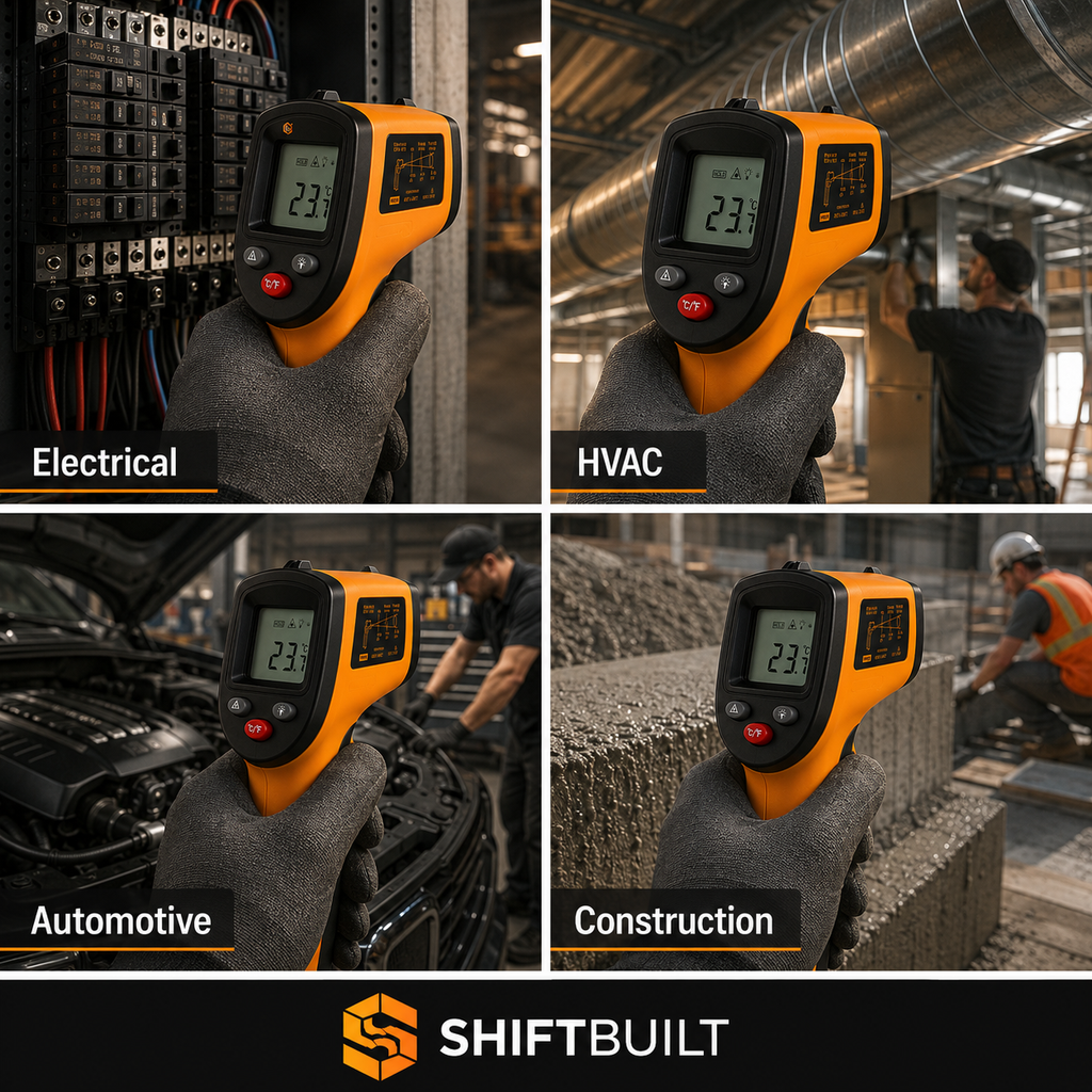 ShiftBuilt Professional Infrared Thermometer | Non-Contact Laser Temperature Gun