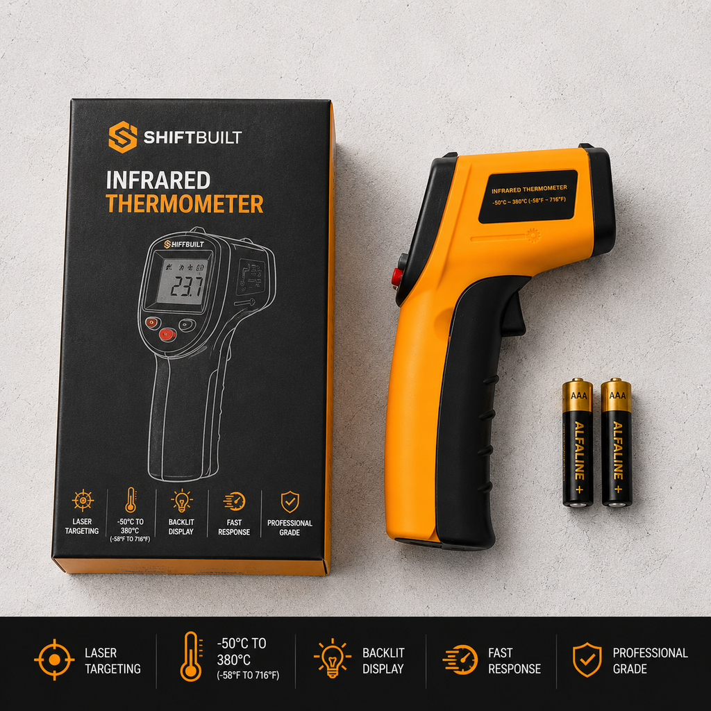 ShiftBuilt Professional Infrared Thermometer | Non-Contact Laser Temperature Gun