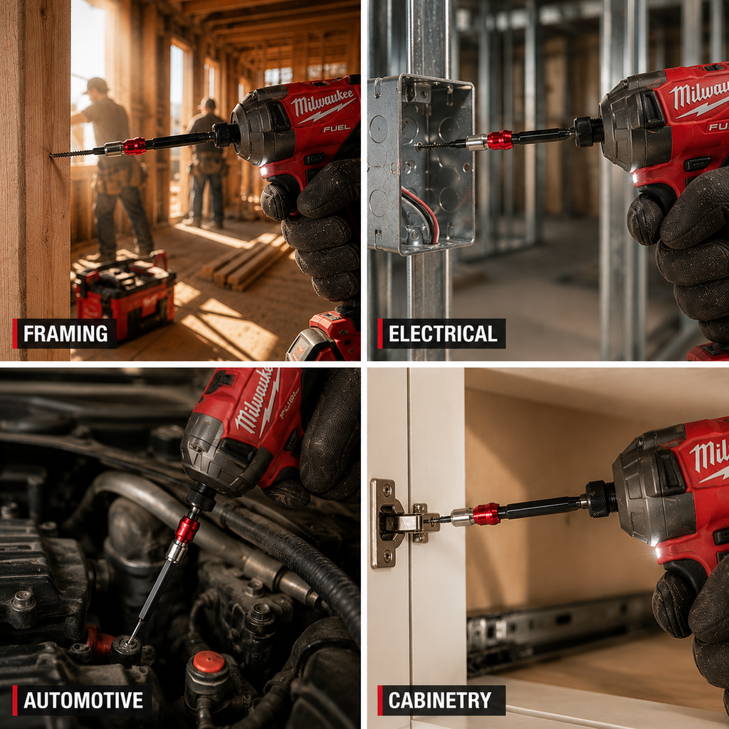 ShiftBuilt™ 6-Piece Magnetic Impact Bit Extension Set | Quick-Release 1/4" Hex Drivers