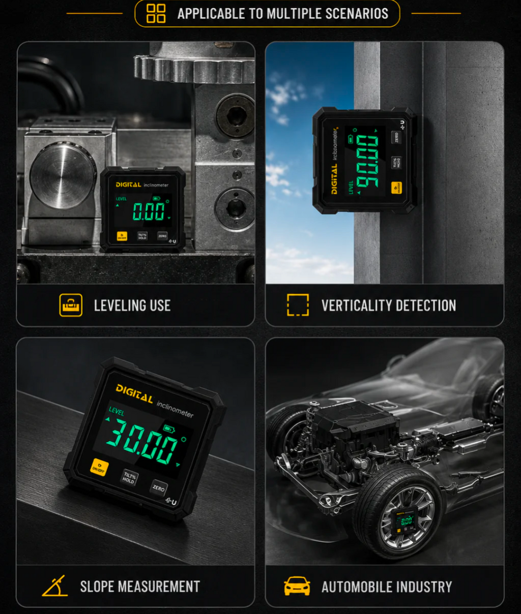 ShiftBuilt Digital Magnetic Angle Finder & Inclinometer – Rechargeable Electronic Level