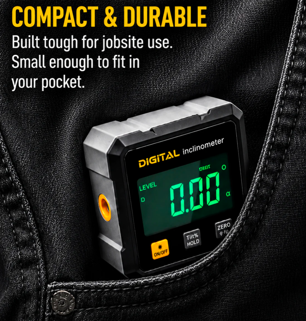 ShiftBuilt Digital Magnetic Angle Finder & Inclinometer – Rechargeable Electronic Level